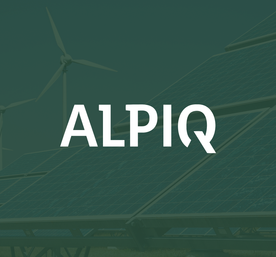 Alpiq logo on top of green overlayed photo
